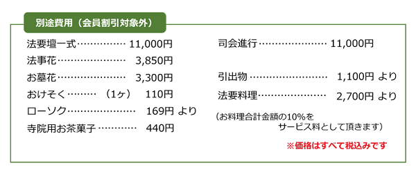 別途費用(会員割引対象外)
